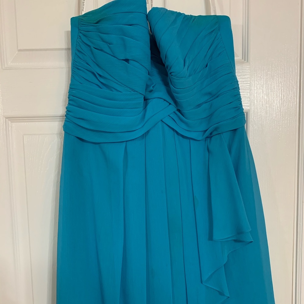 Light blue David’s Bridal bridesmaid dress!